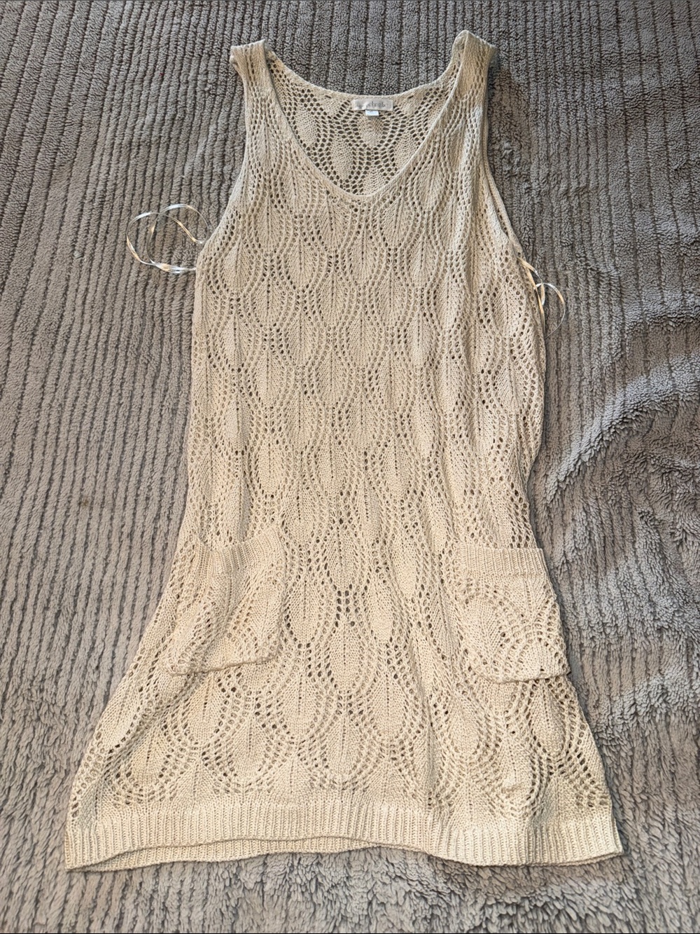 Beige Knit Tank/Dress with Pockets